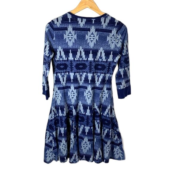 Lauren Ralph Lauren Jeans Co. Blue Aztec Print Henley Fit & Flare Dress Size XS - Picture 5 of 12